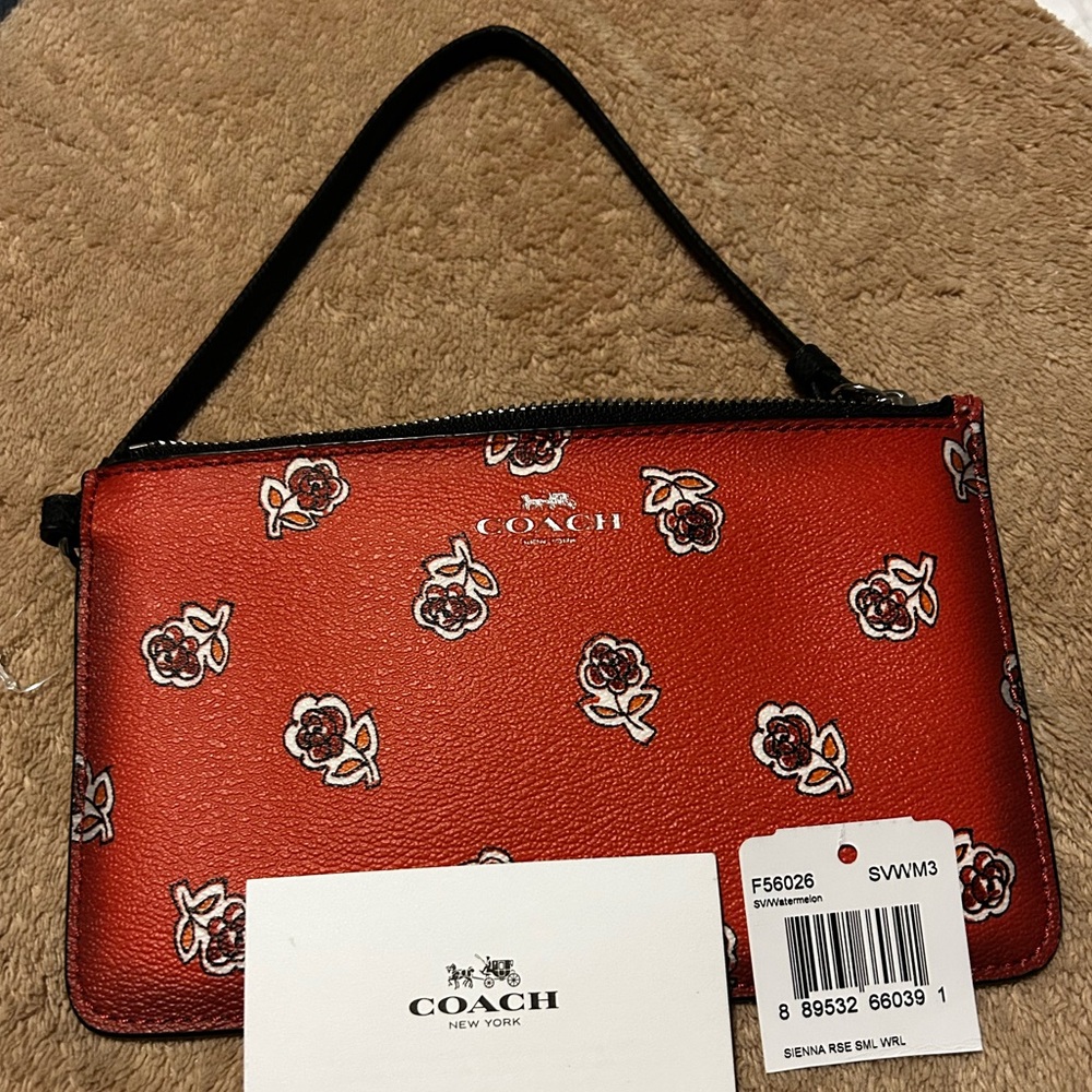 Coach Red Floral Women's zipup wallet/pouch